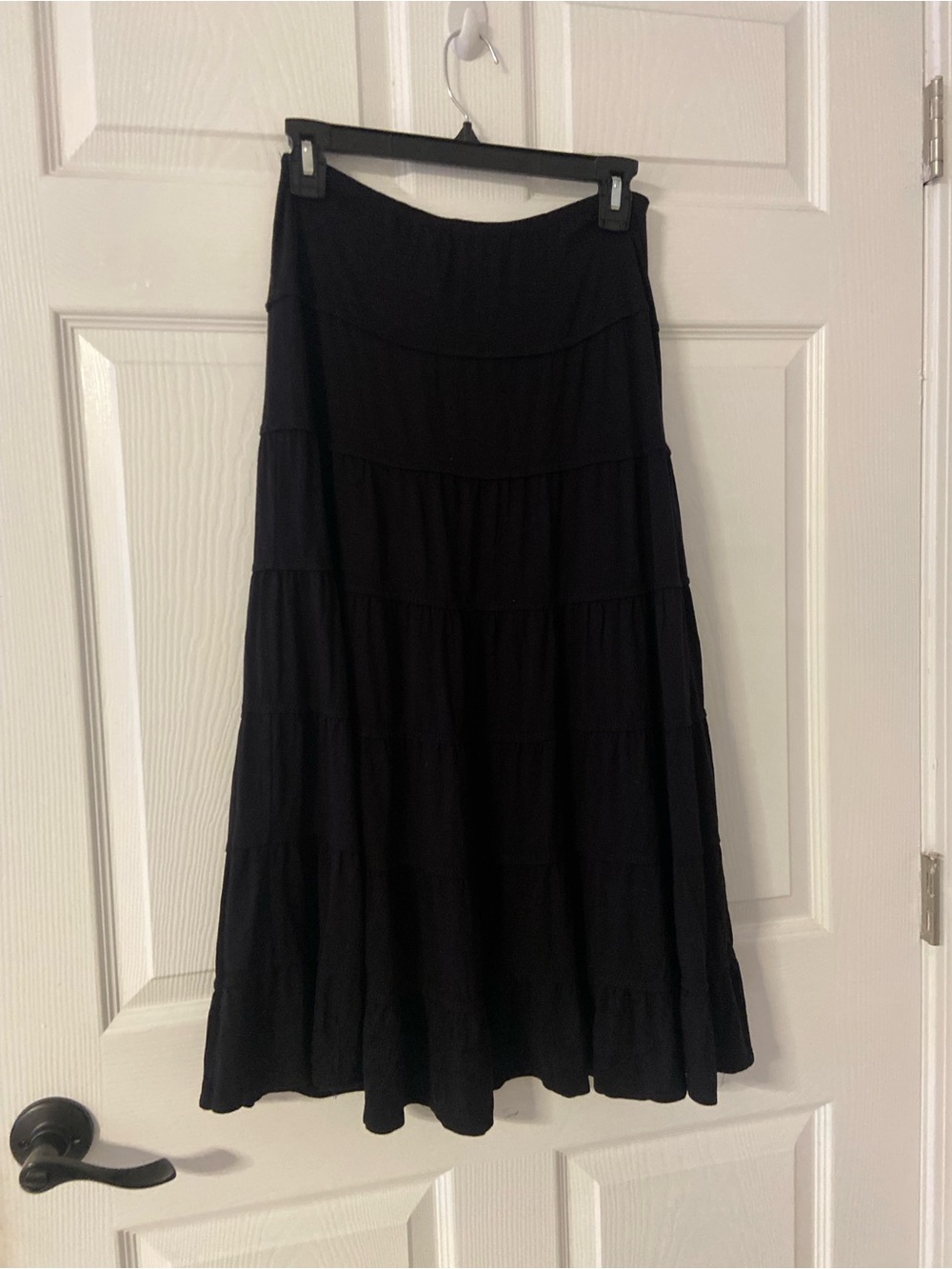 T40a- MAX STUDIO Black Tiered Skater Skirt
